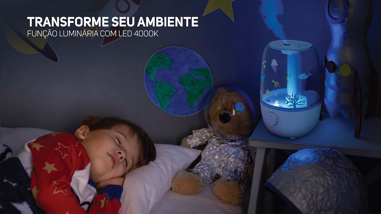 Saúde e bem-estar o ano inteiro Experimente o máximo conforto e qualidade de vida com o Umidificador de Ar Wap Air Flow U2! Este dispositivo 3 em 1 é a solução perfeita para manter o nível da umidade do ar agradável, perfumar os ambientes e iluminar com uma luz de LED de 4000k. Com seu design moderno, ele cria uma atmosfera aconchegante para toda a família, tornando os dias mais agradáveis e as noites mais tranquilas.