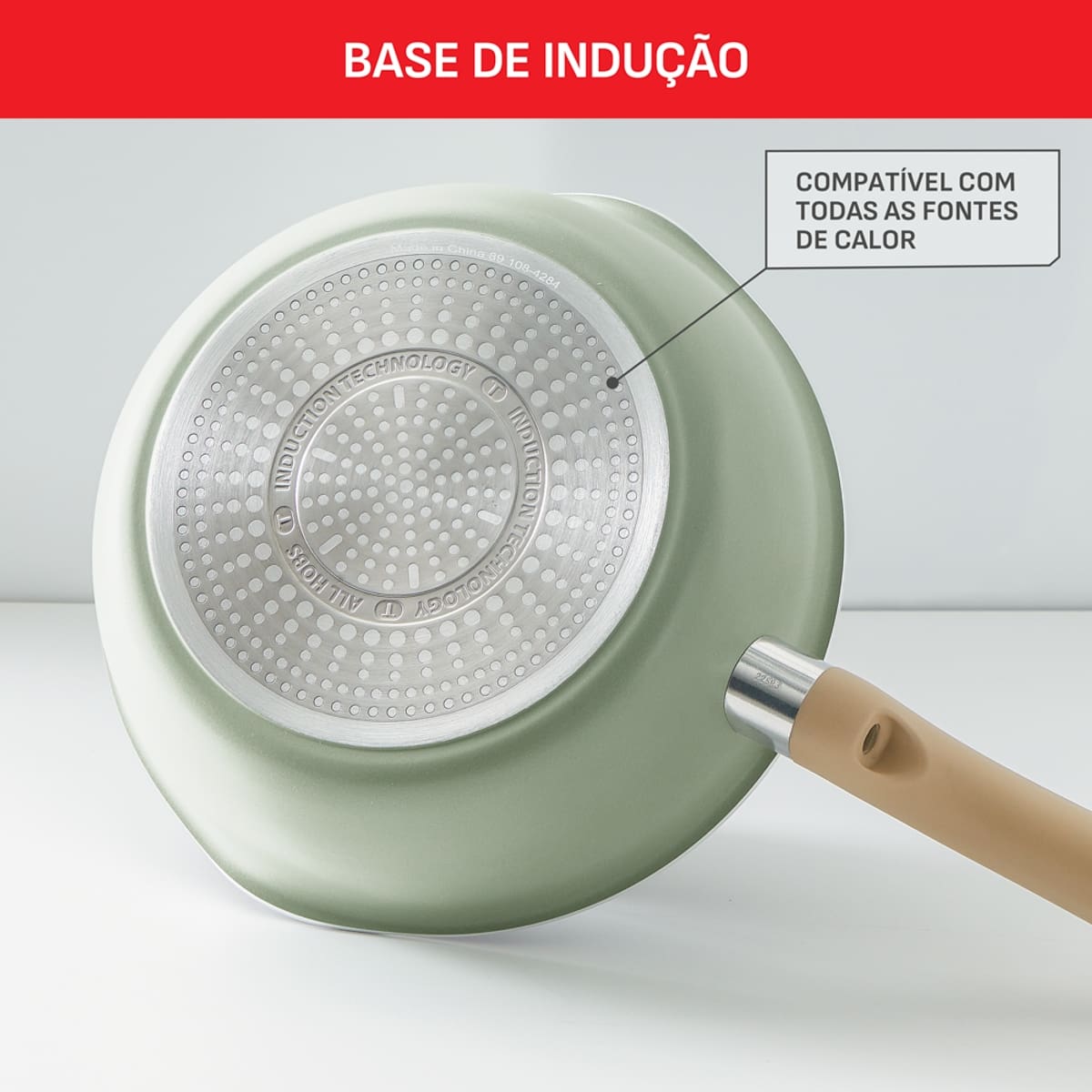 Panela Wok Tefal One Pick Pot 22cm Alumínio Antiaderente Indução Tampa Vidro Verde