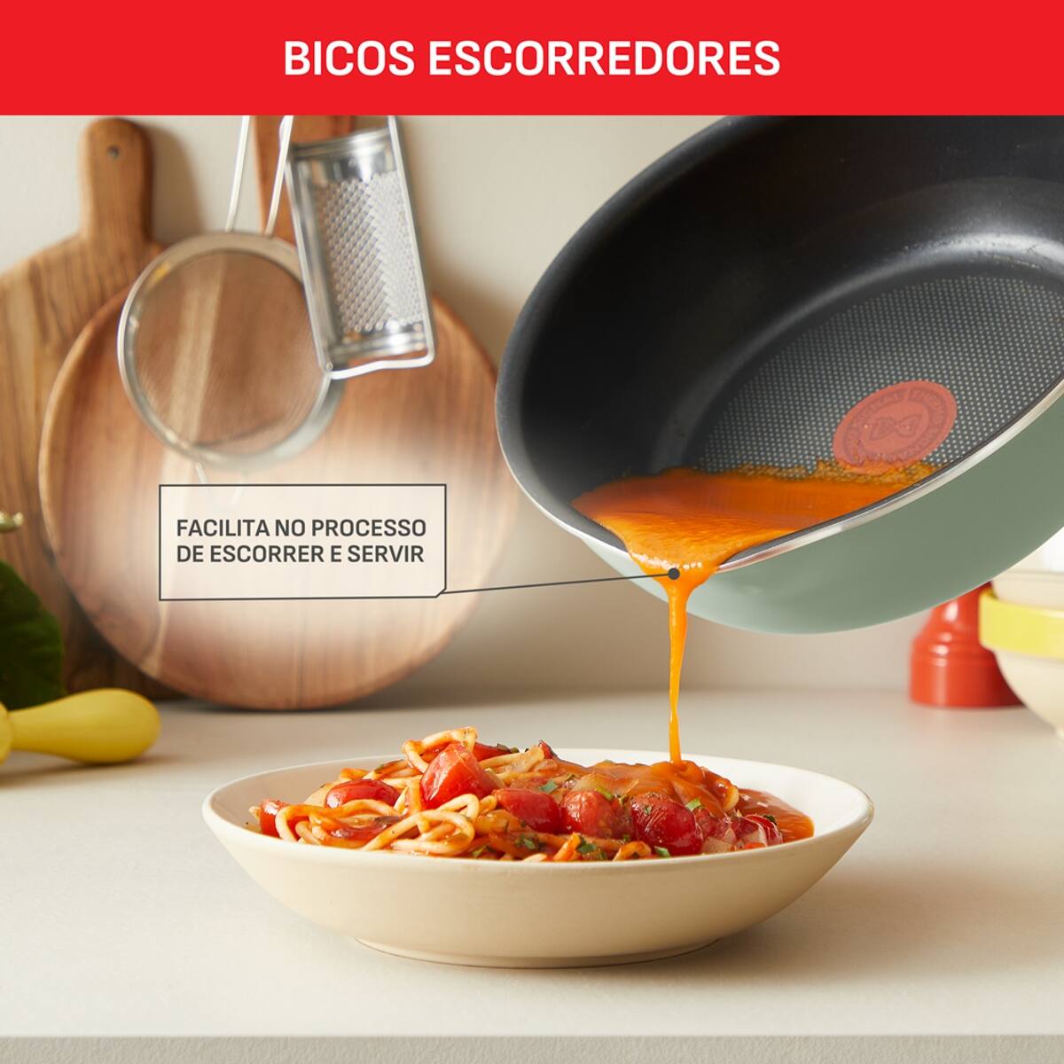 Panela Wok Tefal One Pick Pot 22cm Alumínio Antiaderente Indução Tampa Vidro Verde