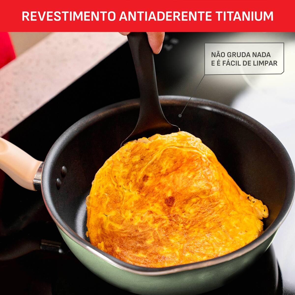 Panela Wok Tefal One Pick Pot 22cm Alumínio Antiaderente Indução Tampa Vidro Verde