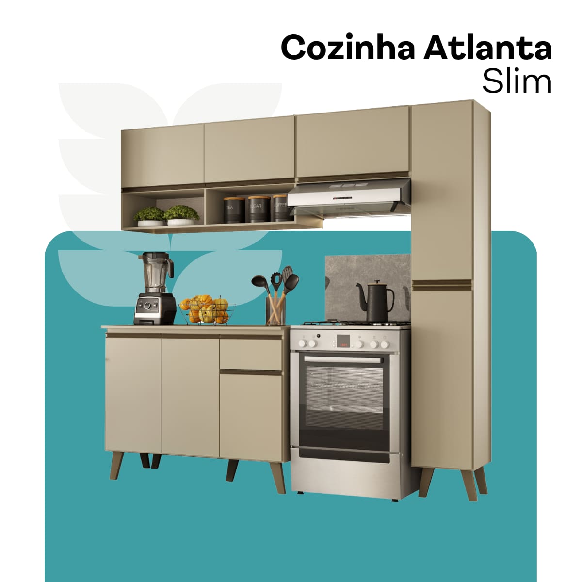 Cozinha Atlanta Slim Amêndoa