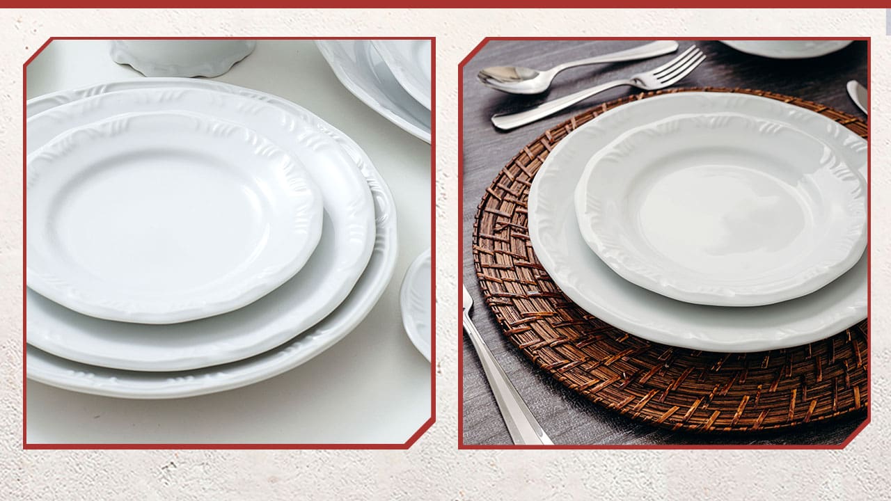Conjunto de Pratos Rasos Porcelana Schmidt Pomerode 26cm acabamento brilhante