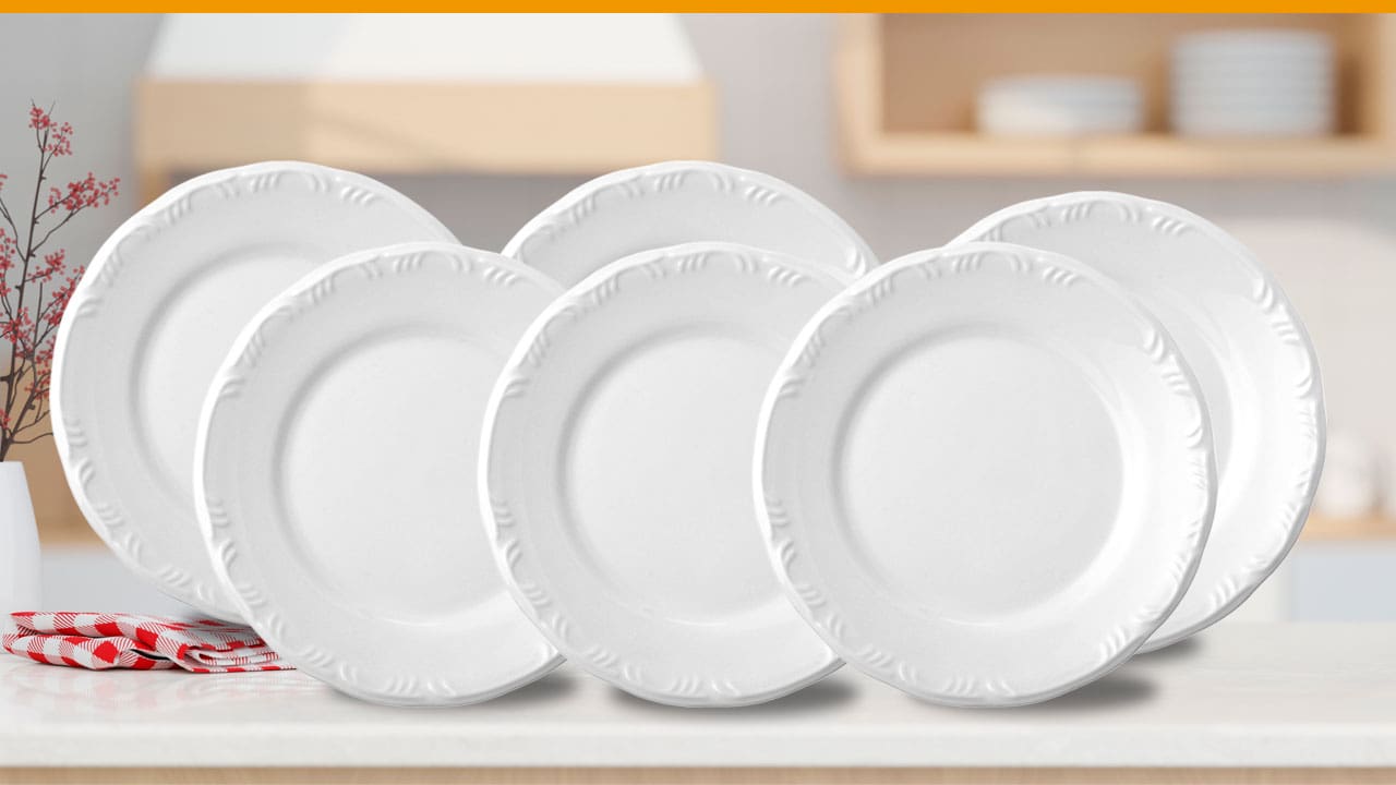 Conjunto de Pratos Rasos Porcelana Schmidt Pomerode Branco