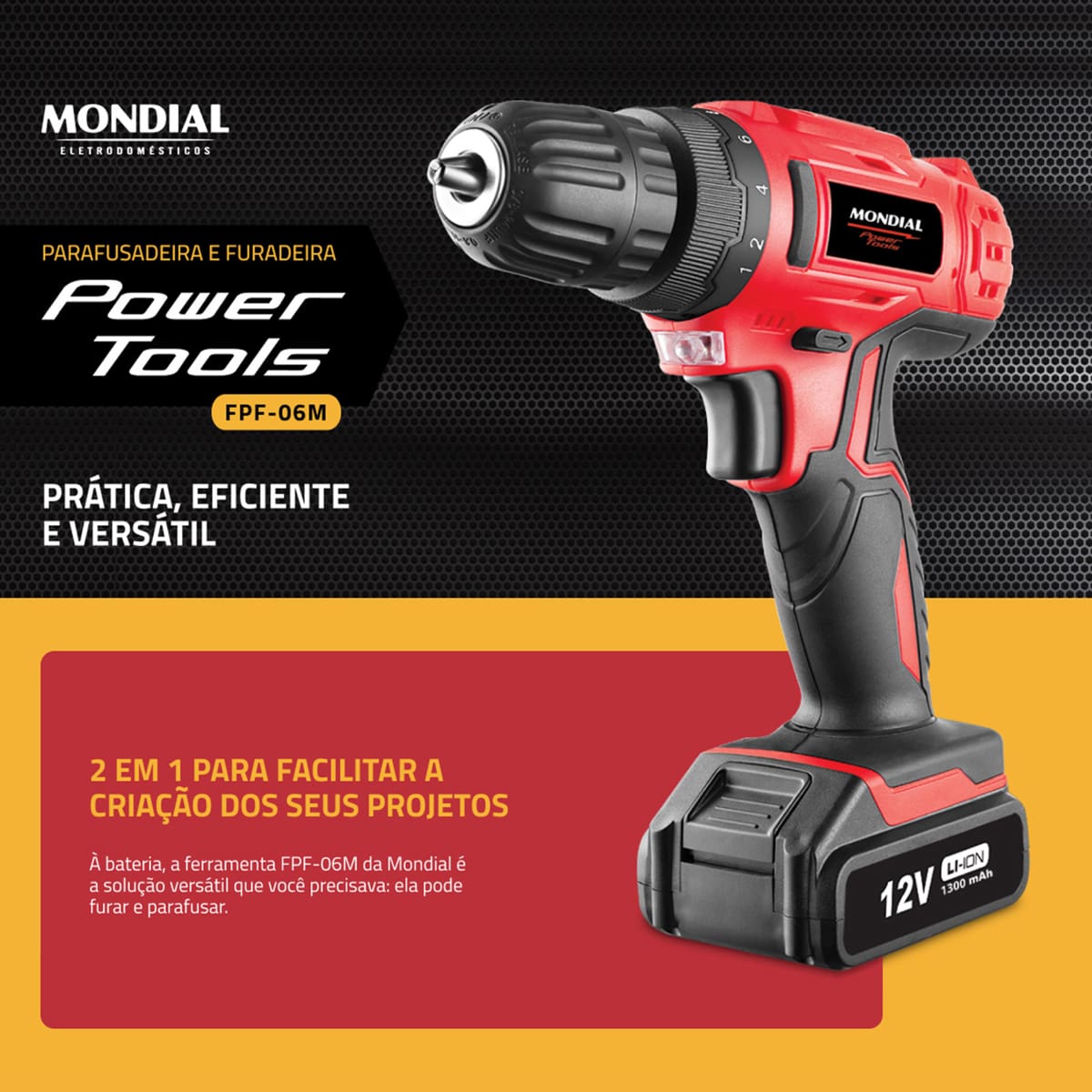 Parafusadeira e Furadeira Mondial Power Tools FPF-...