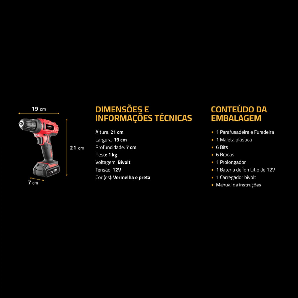Parafusadeira e Furadeira Mondial Power Tools FPF-...