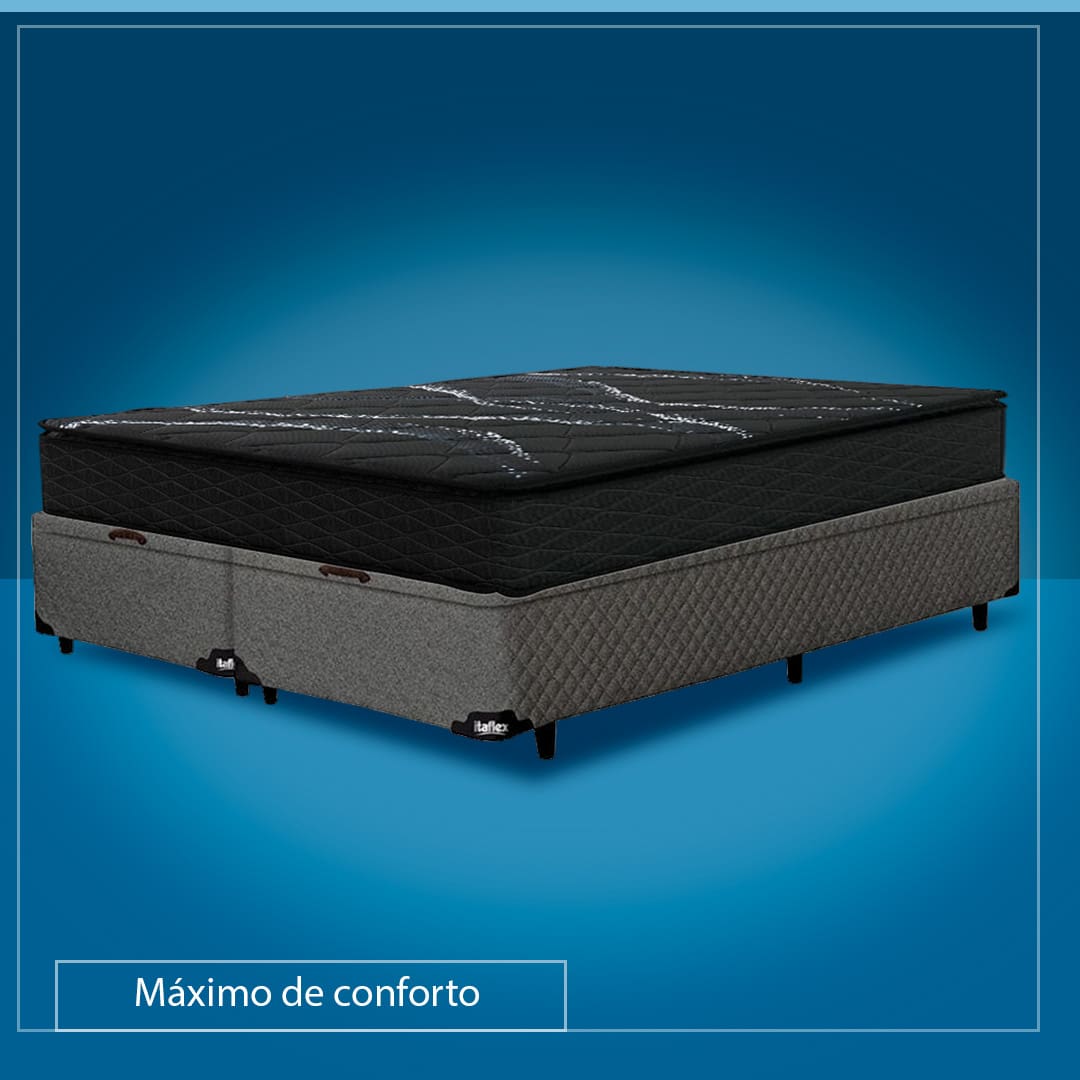 Colchão Queen Size Umaflex New Itália Black com Base Box Itaflex Universal