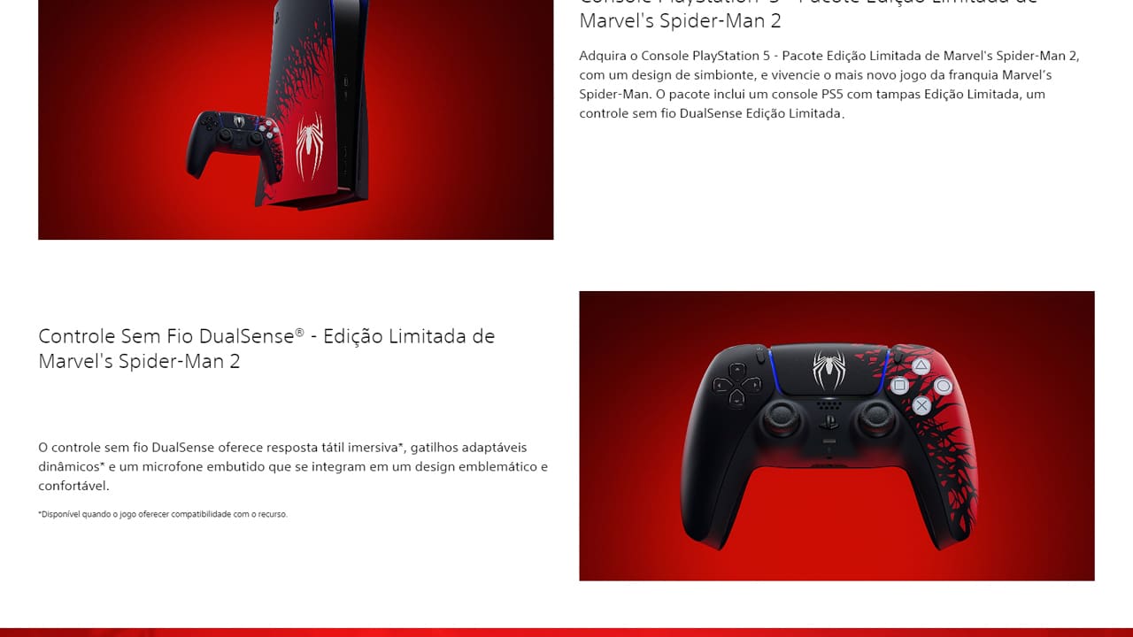 Controle sem Fio Dualsense Edição limitada Marvel's Spider-Man 2