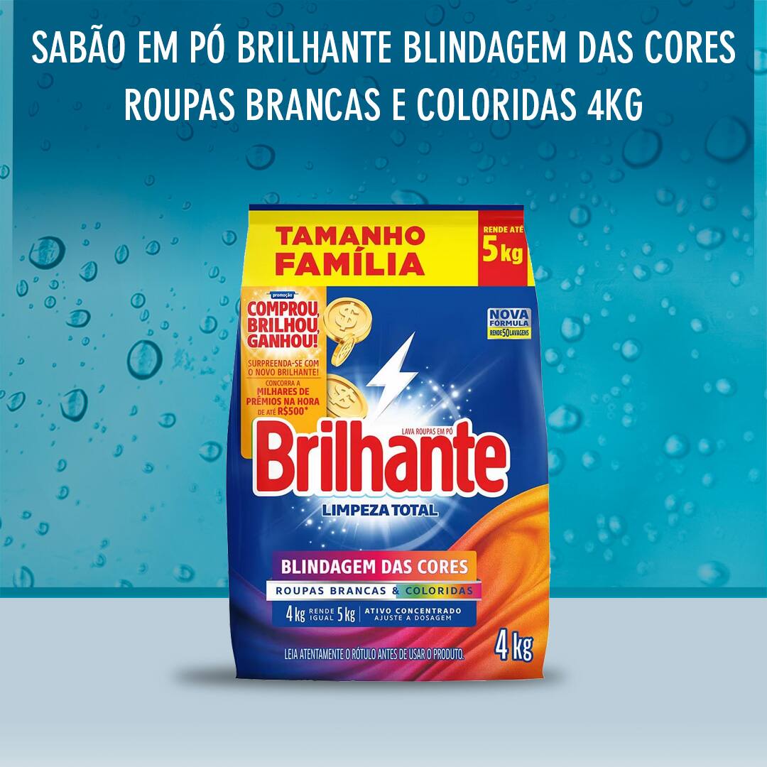 Sabão em Pó Brilhante Limpeza Total 4kg