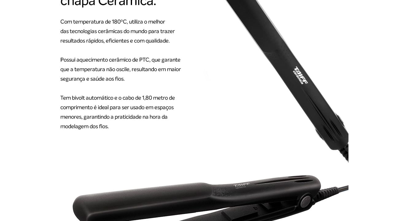 Prancha Taiff Clássica Cerâmica Preta