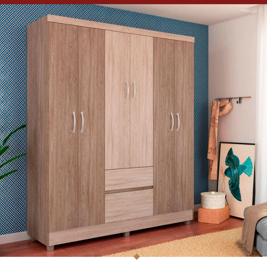 Guarda-Roupa Bartira Brusque II 6 Portas e 2 Gavetas