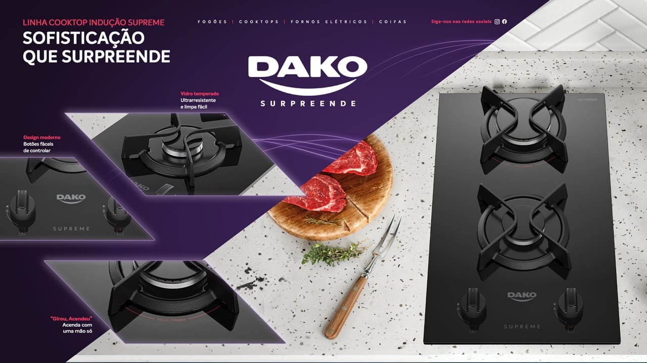 Cooktop a Gás 5 Bocas Dako Supreme