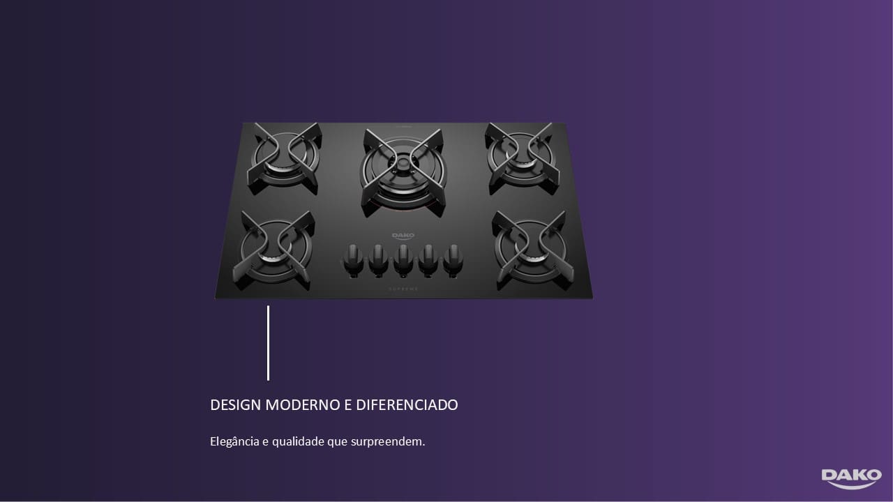 Cooktop a Gás 5 Bocas Dako Supreme