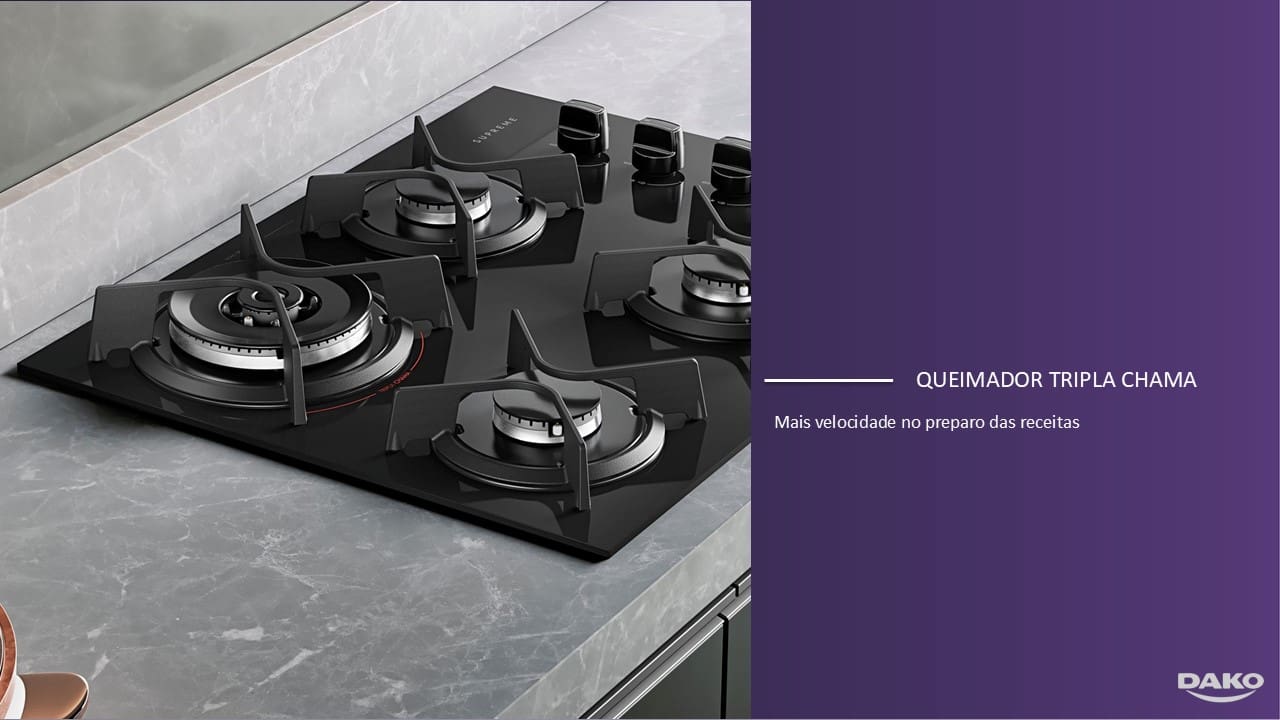 Cooktop a Gás 5 Bocas Dako Supreme