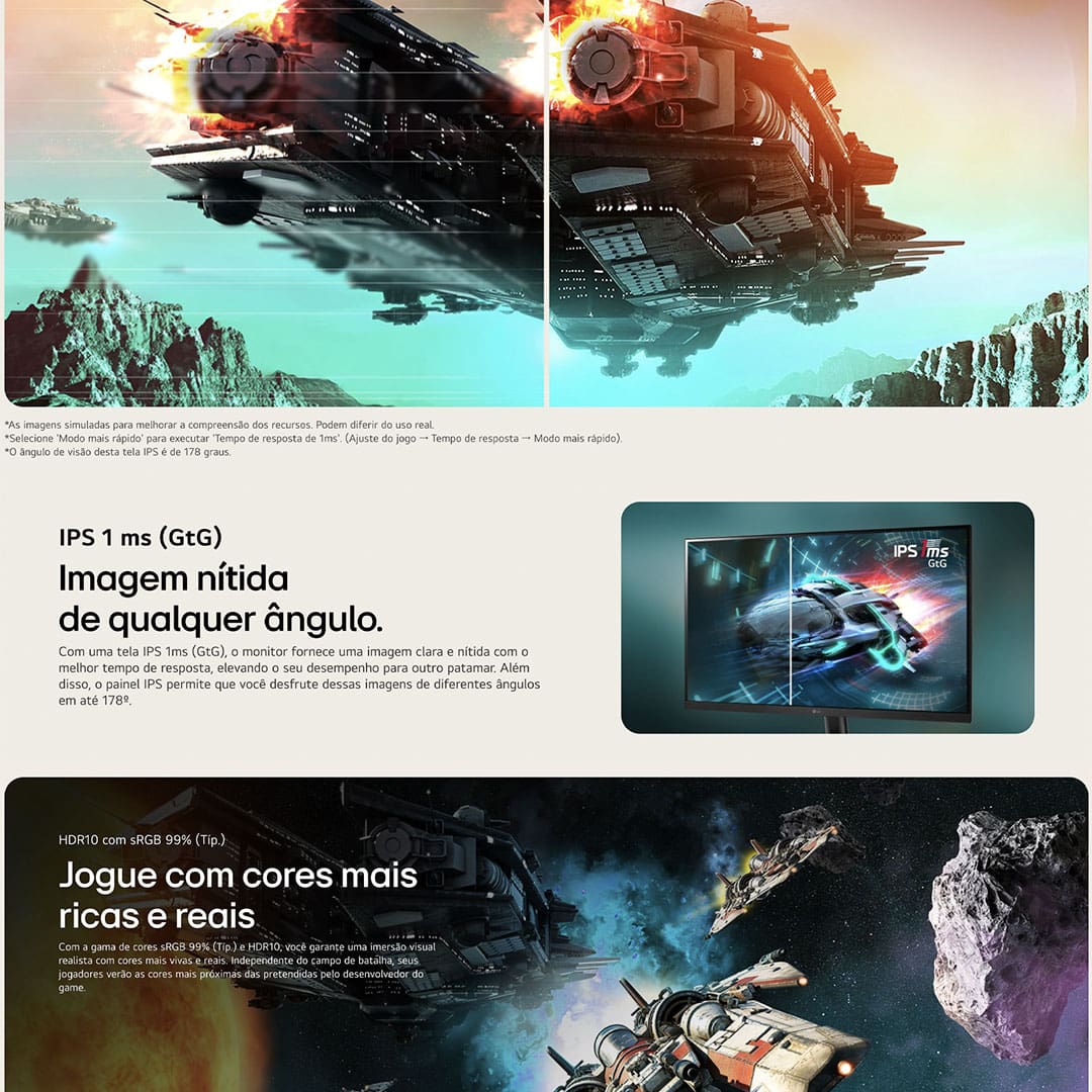 Monitor Gamer 24” LG UltraGear 24GS60F-B