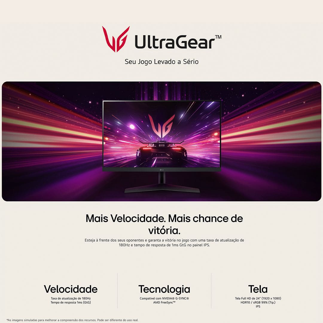 Monitor Gamer 24” LG UltraGear 24GS60F-B