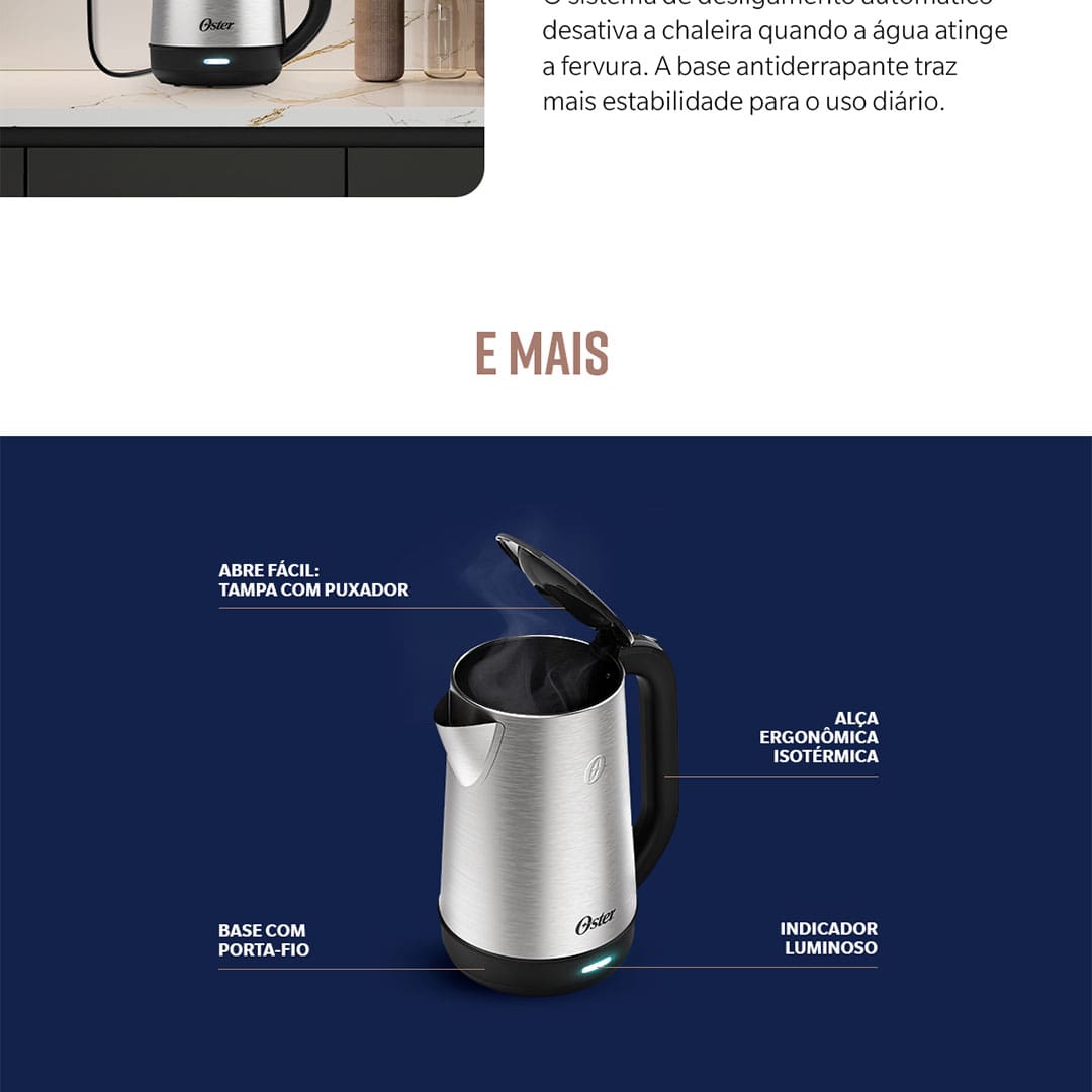 Chaleira Elétrica Oster OCEL840 2,0L – Inox 220V
