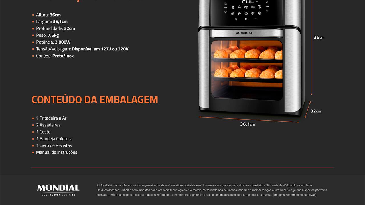 fritadeira-eletrica-air-fryer-oven-mondial-afo-12l-bi-12-litros