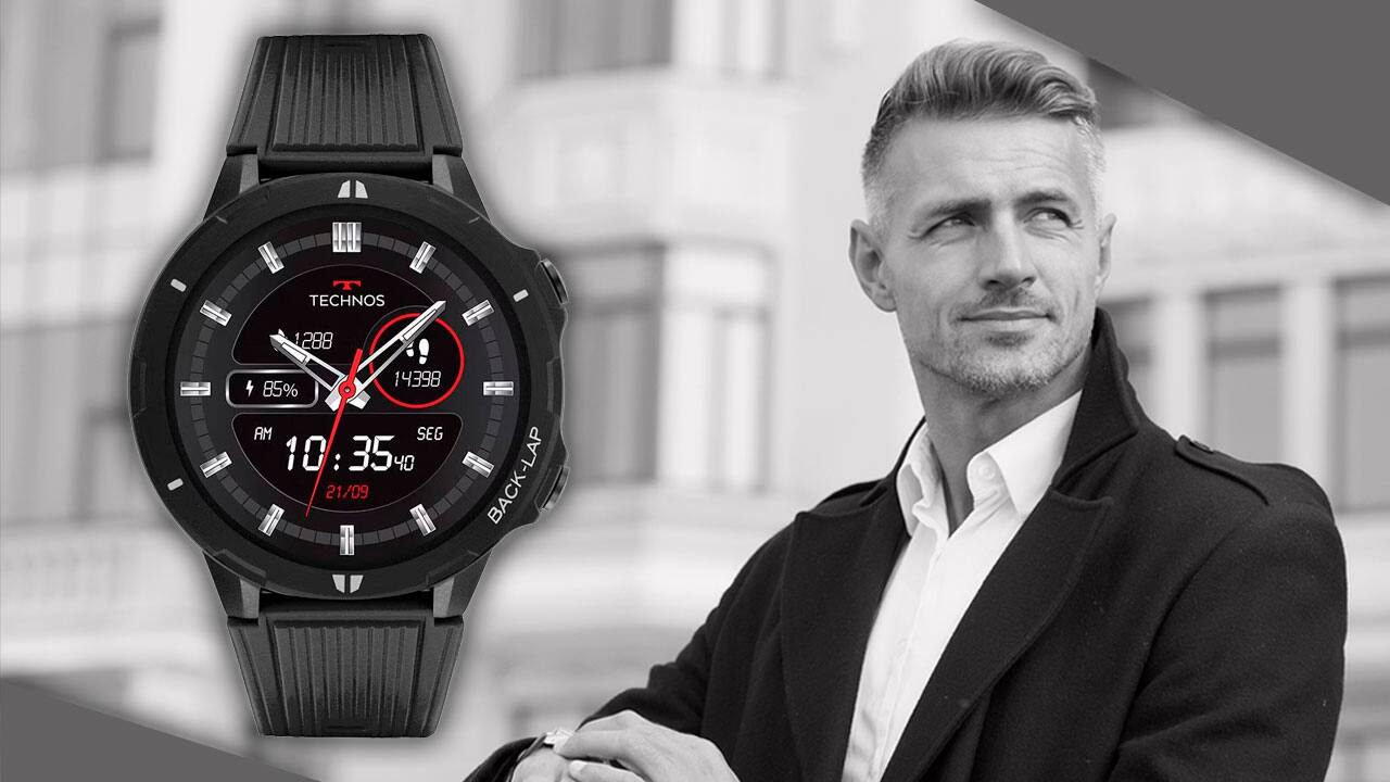 Smartwatch Masculino Technos tela full touch de LCD colorido 30 funcionalidades
