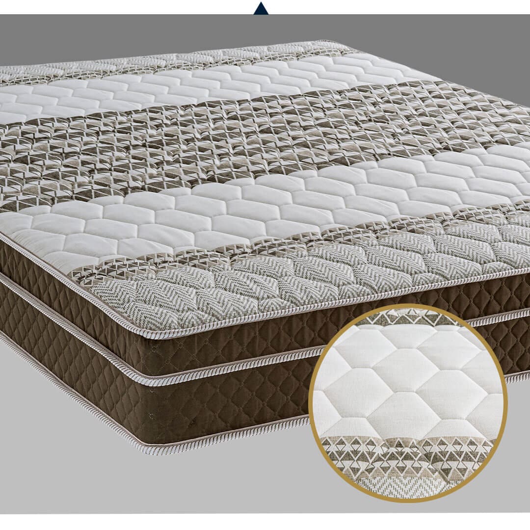 Colchão Queen Size Ilhéus com Molas Ensacadas e Euro Pillow 24x158x198cm - Marrom/Bege Estampado