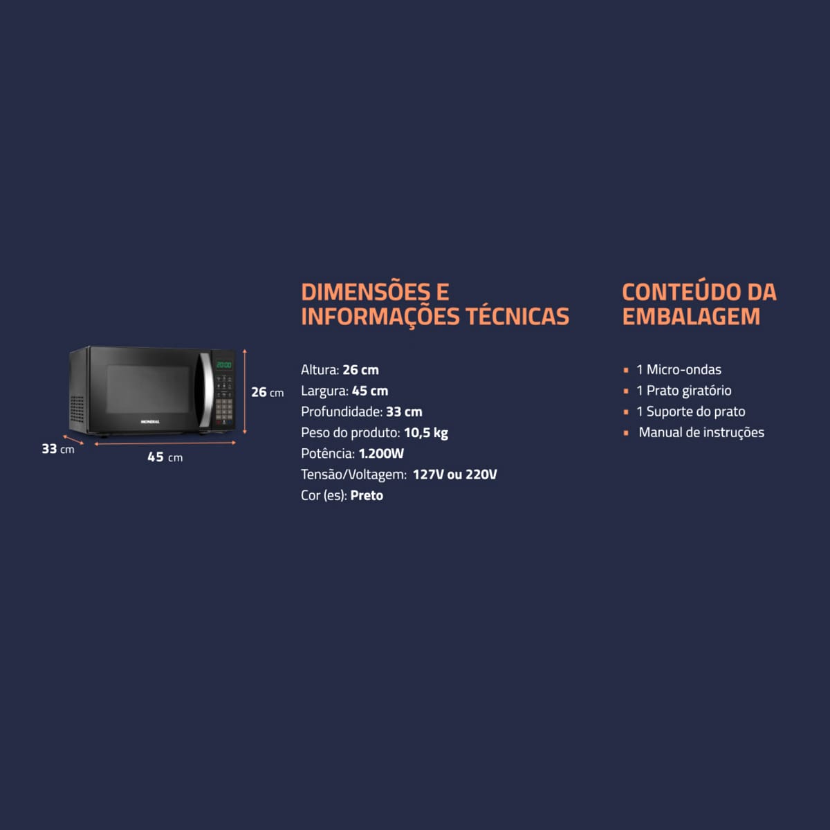 Micro-ondas Mondial 21 Litros 1200W Função Tira Od...