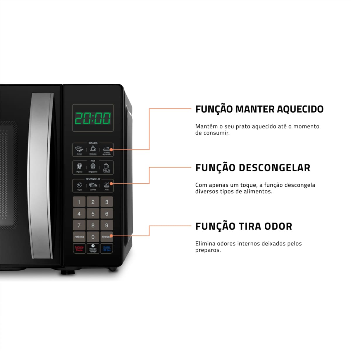 Micro-ondas Mondial 21 Litros 1200W Função Tira Od...