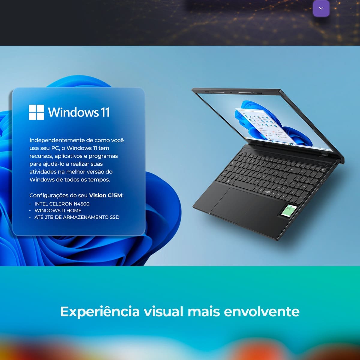 Notebook Positivo C15M Intel Celeron N4500 4GB RAM 128GB eMMC