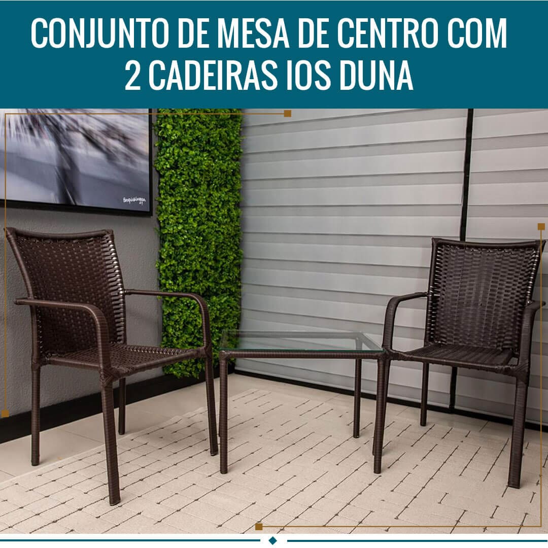 Conjunto de Mesa de Centro com 2 Cadeiras IOS Duna
