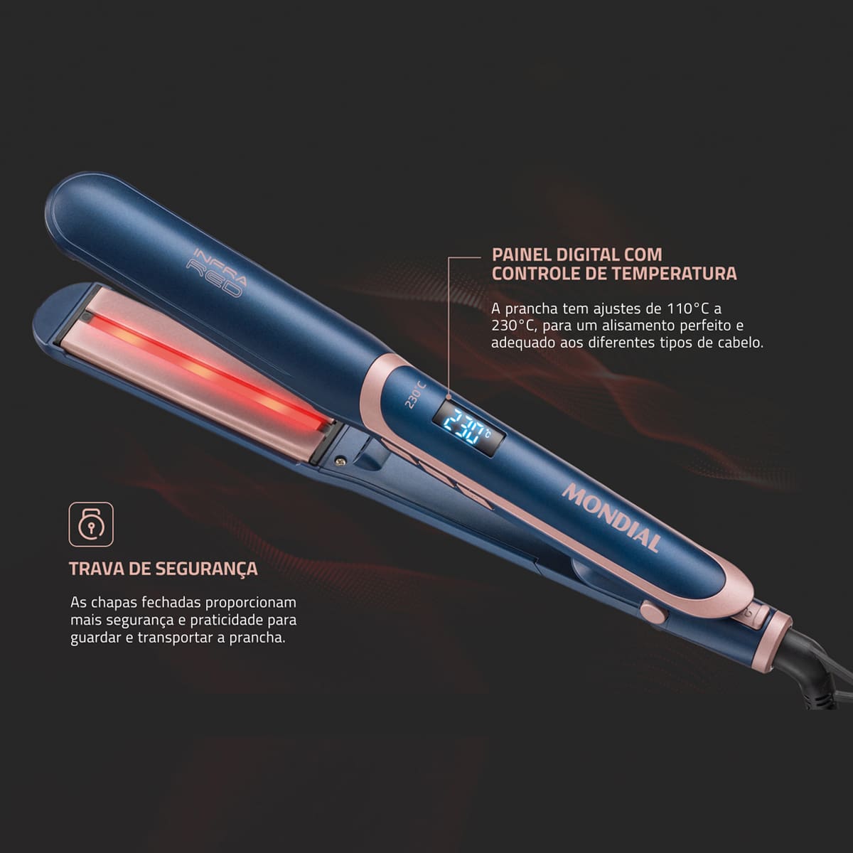 Prancha Alisadora Mondial Infrared P-01-IR Tourmal...