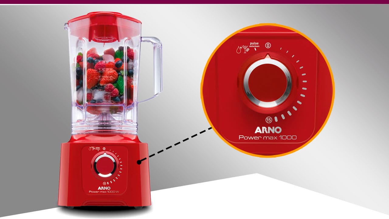 Liquidificador Arno Power Max detalhe botão velocidades