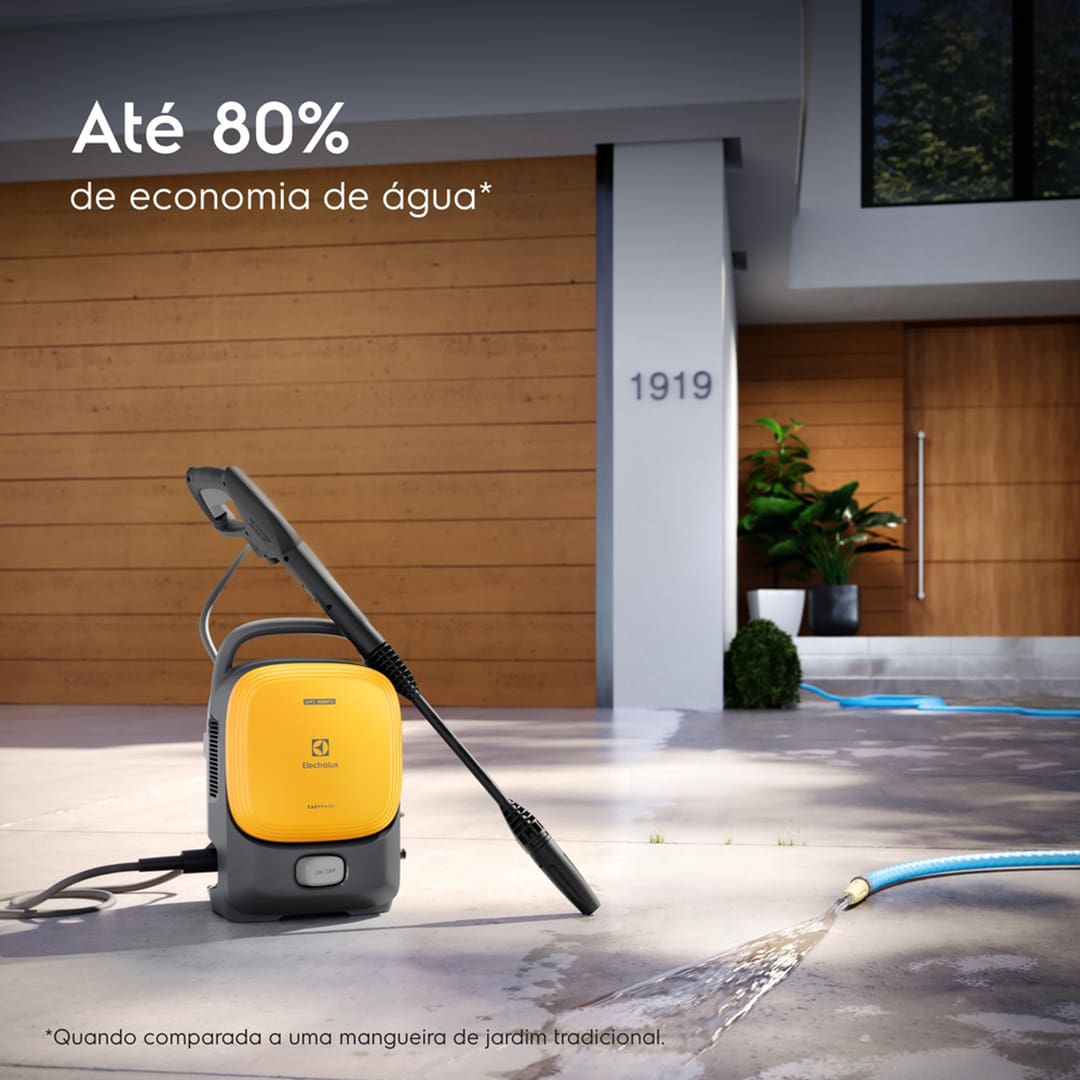 Economia de até 80% de água: Muito mais sustentável e econômica que uma mangueira comum.