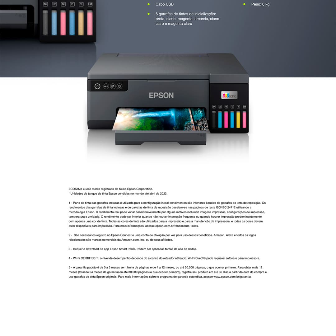 Impressora Fotográfica Epson Ecotank L8050