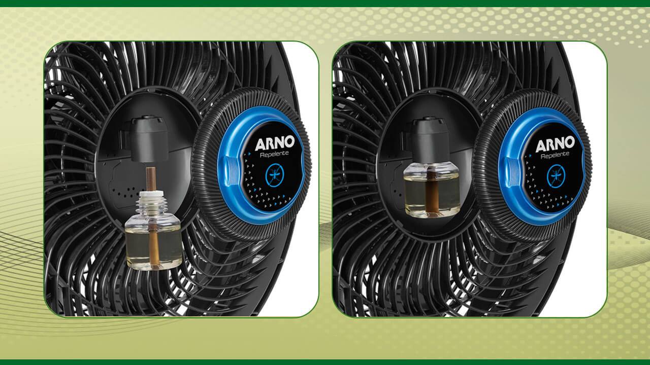 Ventilador de Coluna Arno detalhe encaixe repelente