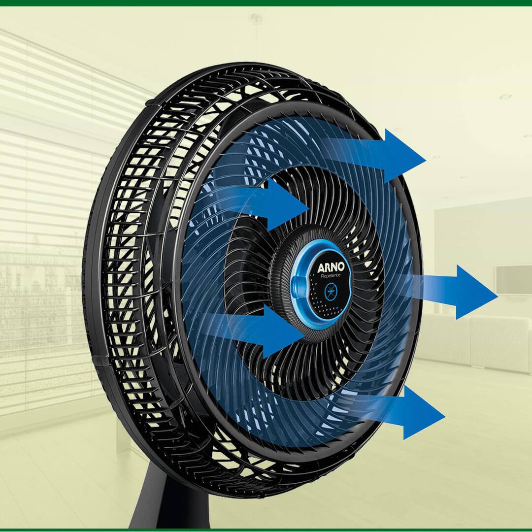 ventilador coluna grade setas azuis