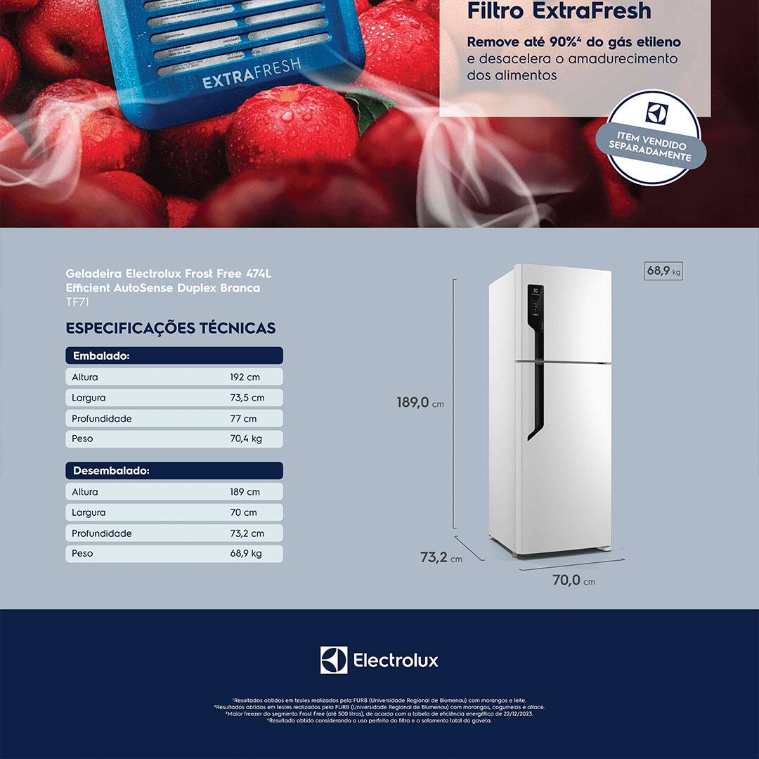 Geladeira Electrolux Frost Free TF71 Duplex 