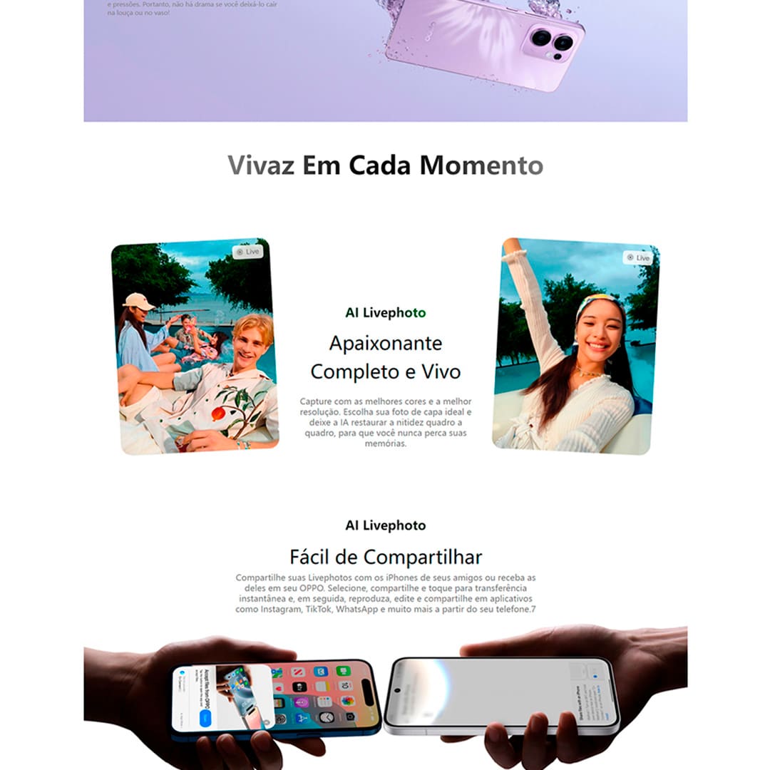 Potência, inovação e design excepcional O Oppo Reno 13F 5G Grafite é um smartphone premium que combina poder de processamento com recursos inovadores, ideal para quem busca desempenho, qualidade de imagem e resistência. Equipado com o processador Snapdragon 6s Gen1, 12GB de RAM e 256GB de armazenamento interno, este dispositivo garante desempenho rápido e sem interrupções, seja para jogos, multitarefa ou navegação. Sua tela AMOLED de 6.67” oferece cores vibrantes e um contraste impressionante, enquanto a taxa de atualização de 120Hz proporciona uma navegação ultra fluída.
