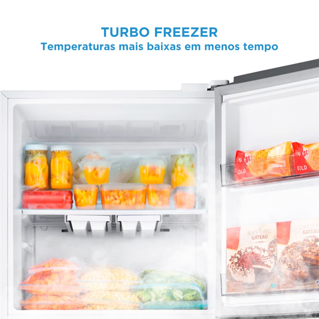 A Geladeira Frost Free Duplex 425 litros da Midea é a escolha perfeita para quem busca uma combinação de espaço e design moderno. Com o maior freezer do segmento, oferecendo 120 litros, ela proporciona amplo armazenamento para todas as suas necessidades, sem abrir mão da sofisticação.