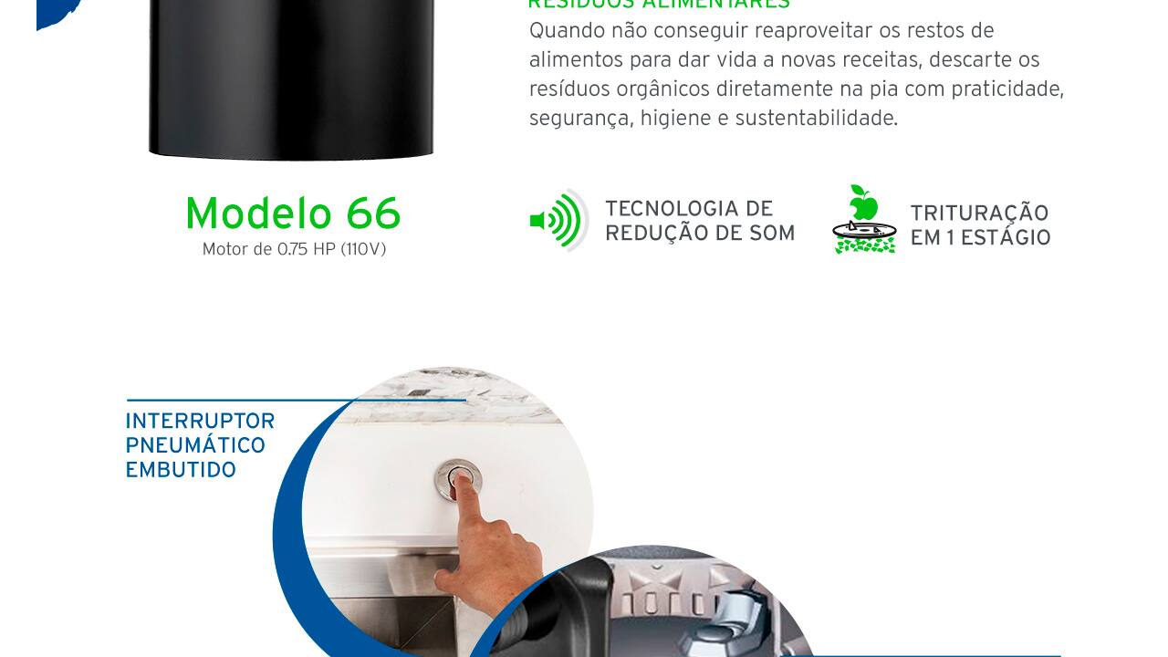 Triturador de Resíduos Alimentares InSinkErator Modelo 66