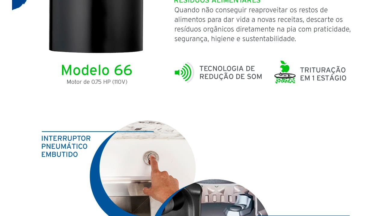 Triturador de Resíduos Alimentares InSinkErator Modelo 66