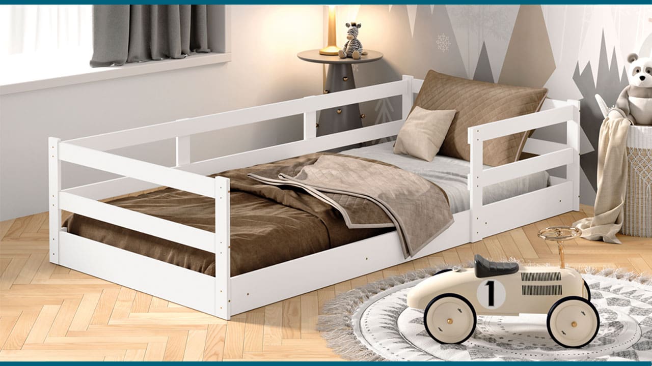 Cama Infantil Barreto Cercadinho Popy com Grade de Proteção Branco