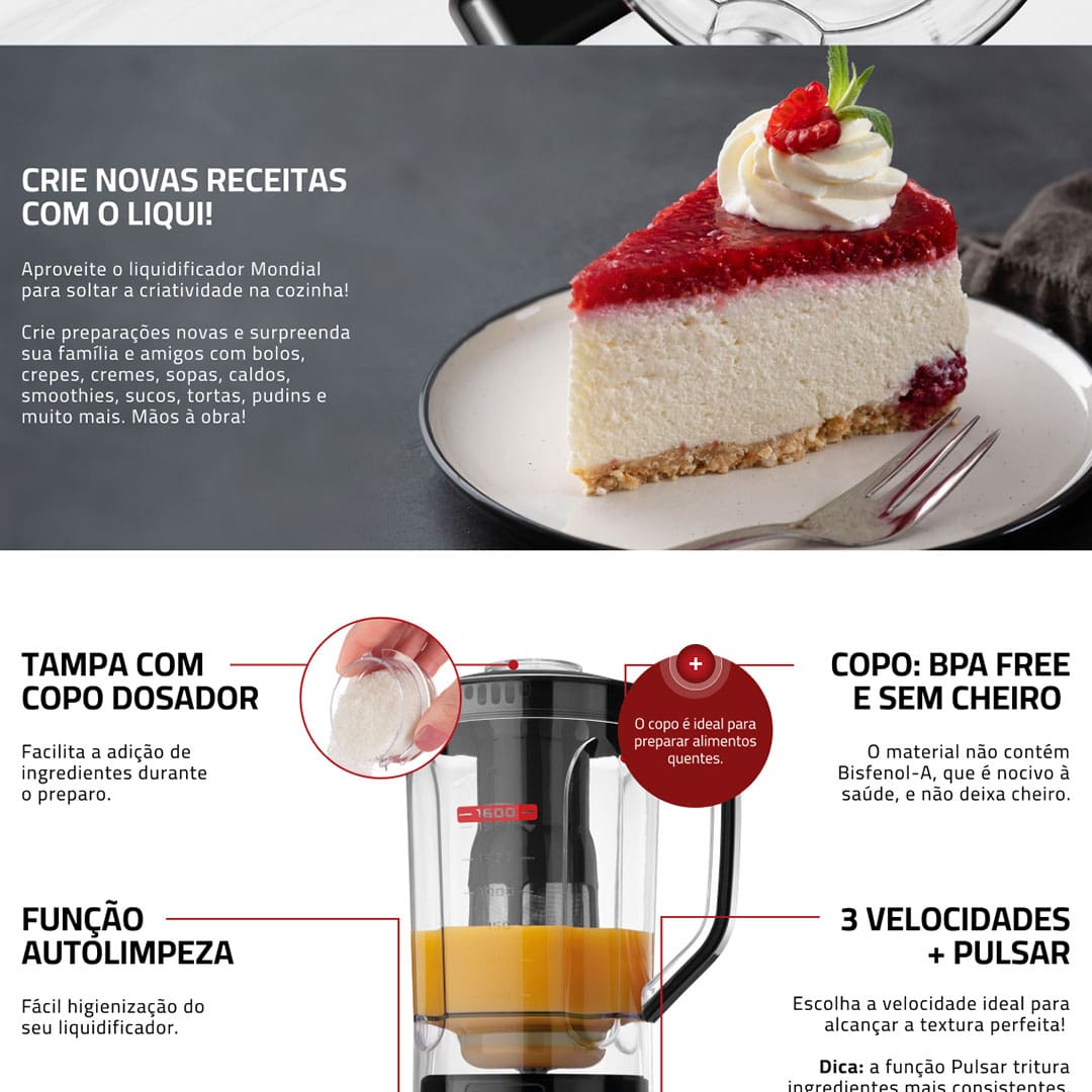 Liquidificador Mondial Turbo Power L-99 FB Preto