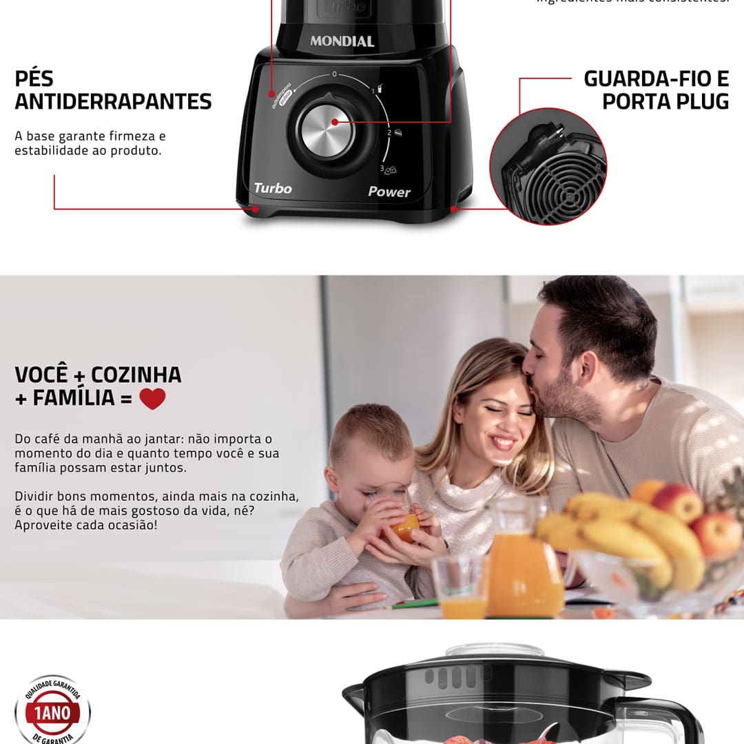 Liquidificador Mondial Turbo Power L-99 FB Preto