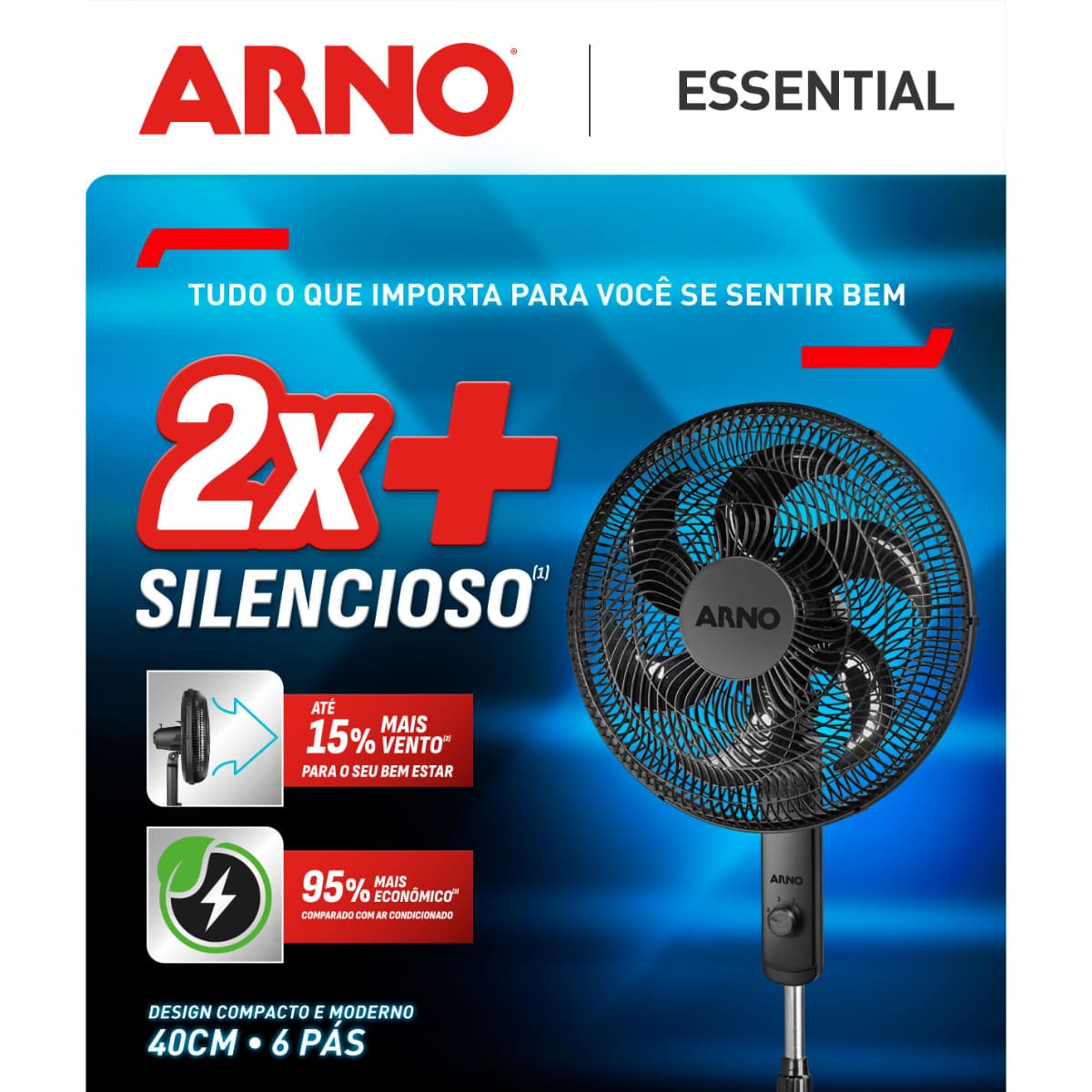VENT 40CM COL ARNO ESSENTIAL VE2C 6P PT 220V