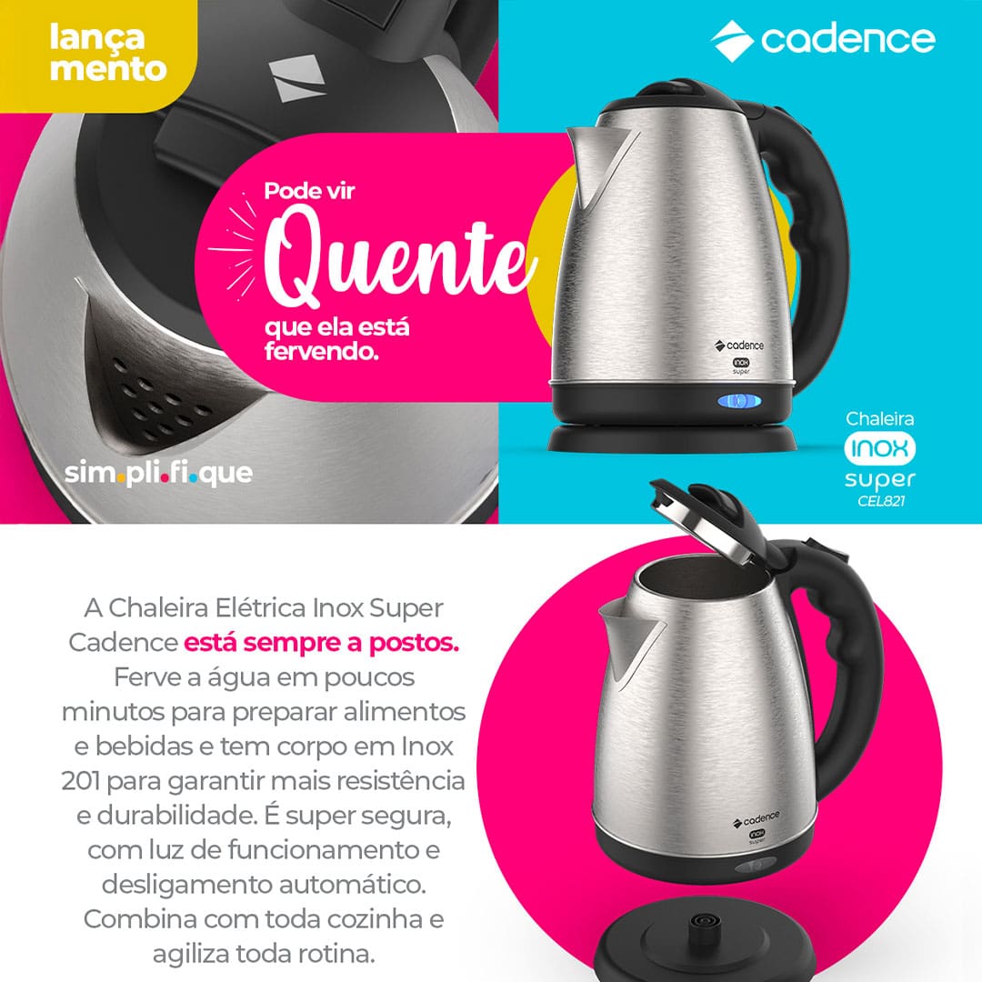 Chaleira Elétrica Cadence Super CEL821 1,8L - Inox