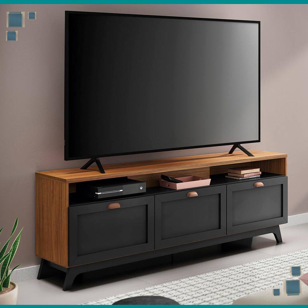 Rack Colibri Olinda Noce Milano Preto Fosco