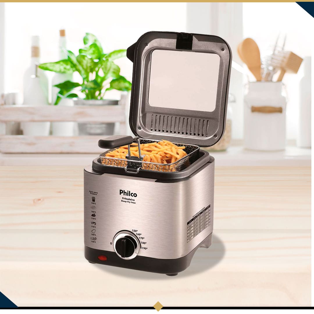Fritadeira com Óleo Philco Deep Fry seletor temperatura base antiderrapante 