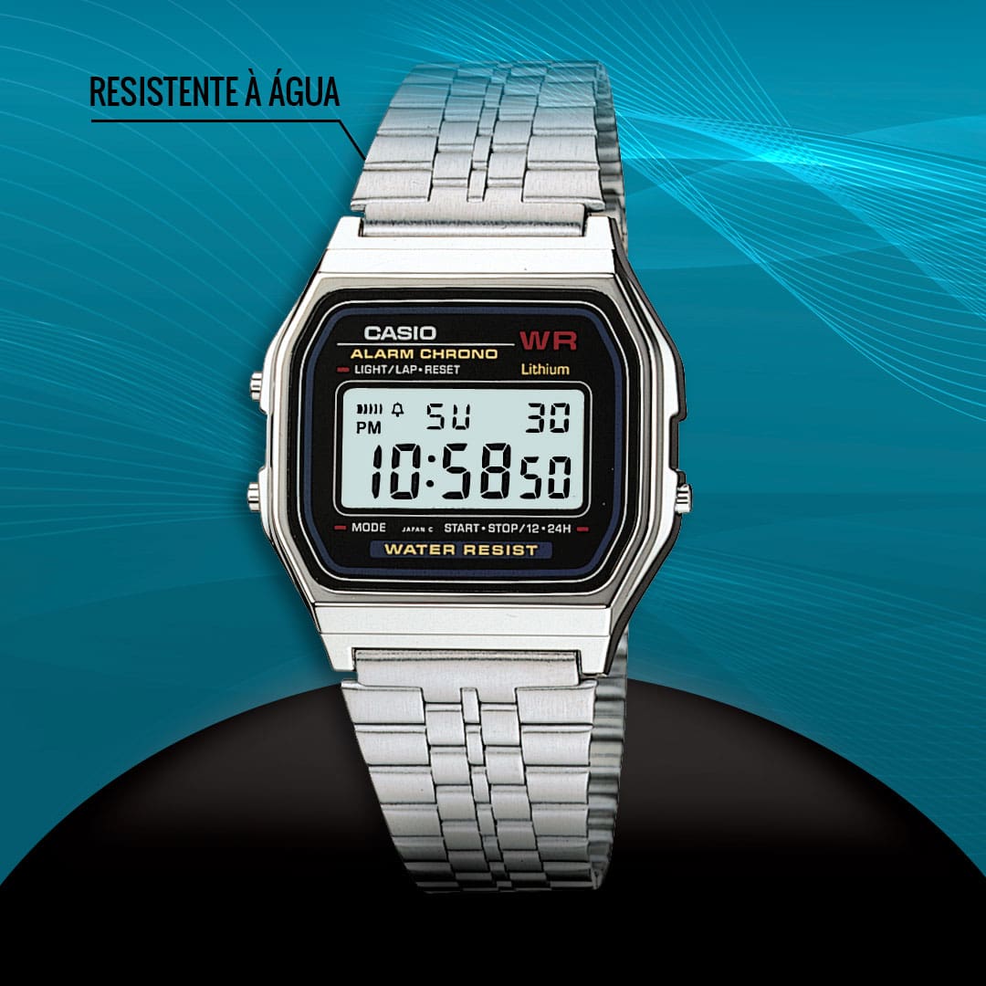 Relógio Digital Casio A159WA-N1 display luminoso alarme