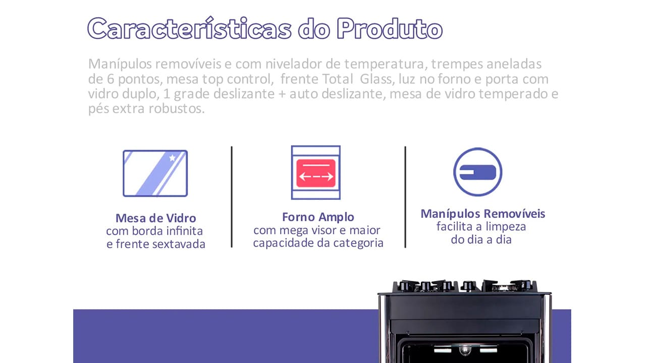 Fogão Dako 4 Bocas Magister Preto