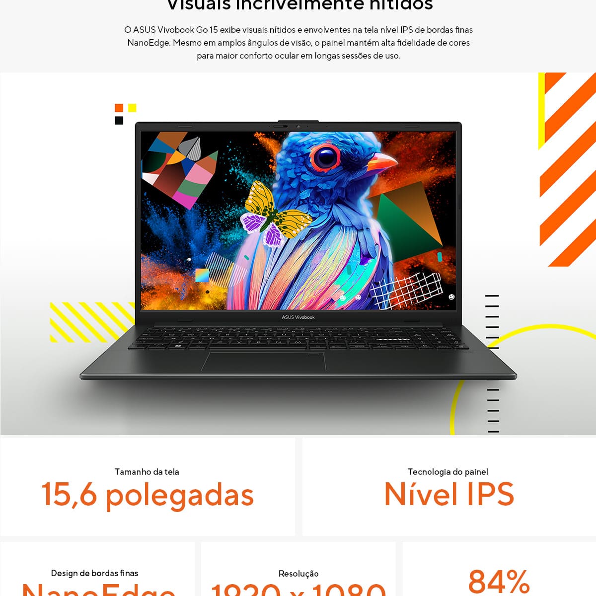 Asus Vivobook Go 15 AMD Athlon 4GB RAM 128GB SSD Tela 15.6” W11 - E1504FA-BQ5312WS