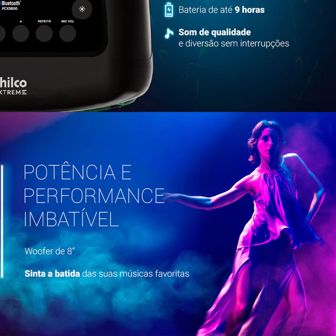 Caixa de Som Amplificada Philco PCX4501 com Bluetooth, Entrada USB e Flash Light - 350W