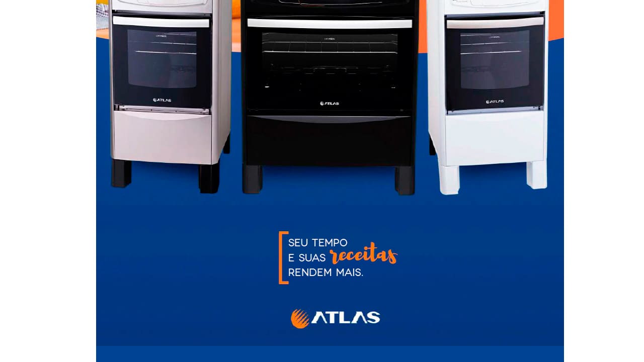 Fogão Atlas 4 Bocas New Fastcook Mesa Inox Branco